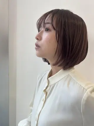 ミディアム カラー 柔らかい縮毛矯正/ ボブ/北林のヘアスタイル