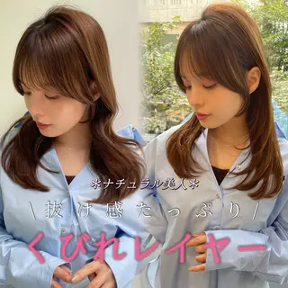 ミディアム カラー レイヤー×顔周 り×髪質改善/MIUのヘアスタイル