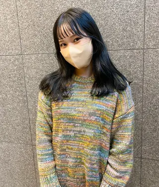 セミロング カラー パーマ ヘアアレンジ 髪と音処　マトぺ所属・デザインカラー/ボブ ブリーチカラー/ユリのヘアスタイル