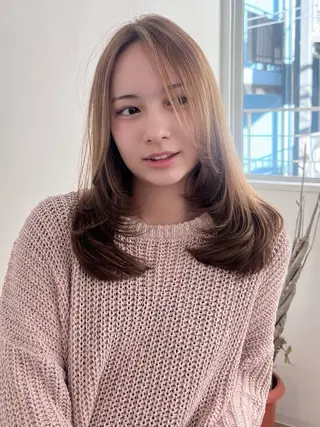 カラー 武田涼レイヤーカット 髪質改善×縮毛矯正のヘアスタイル