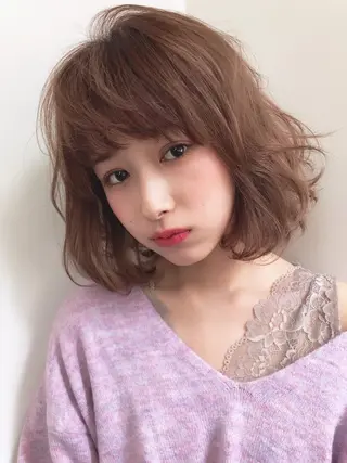 ミディアム カラー パーマ アンブレラカラー💫 フェイスフレーミングのヘアスタイル