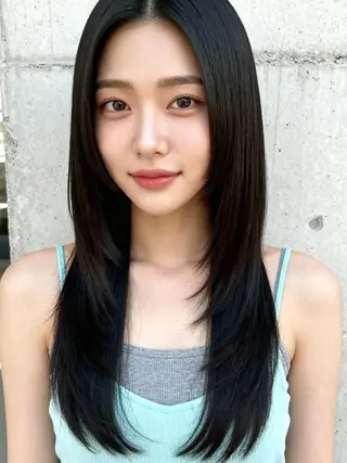 セミロング カラー 韓国レイヤーカット 🫧大阪梅田レイヤーのヘアスタイル