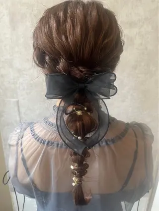 ロング ヘアアレンジ 暖色カラー❤️横浜 エクステらん🦖のヘアスタイル