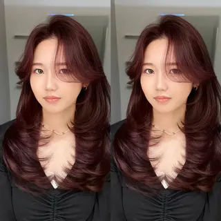 ロング カラー レイヤー/艶カラー /韓国ヘア/高松のヘアスタイル