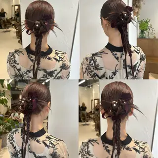 セミロング ヘアアレンジ ハイトーン/エクステ /🎀YUINA🎀のヘアスタイル