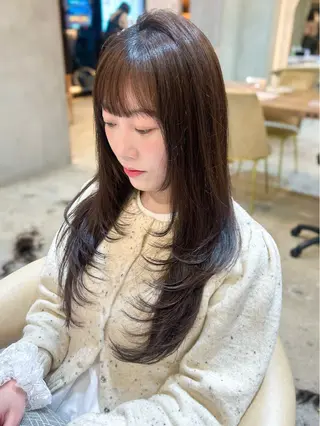 ロング ハッシュカット/韓国 レイヤー/カハナのヘアスタイル