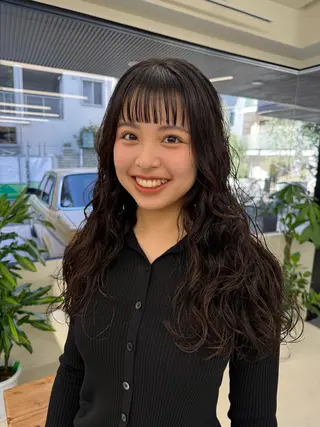 ロング カラー パーマ 表参道/赤み無し 透明感 colorのヘアスタイル