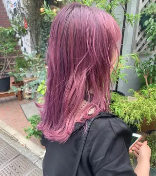 ミディアム カラー ピンクベージュ/新潟 万代/高橋桃葉🍑のヘアスタイル