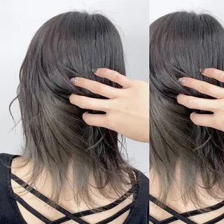 ミディアム カラー JuNブリーチに 縮毛矯正するプロのヘアスタイル