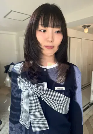 セミロング カラー ブリーチカラー🎀 韓国風/寺門美優のヘアスタイル