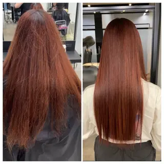 ロング け んブリーチ縮毛矯正のヘアスタイル