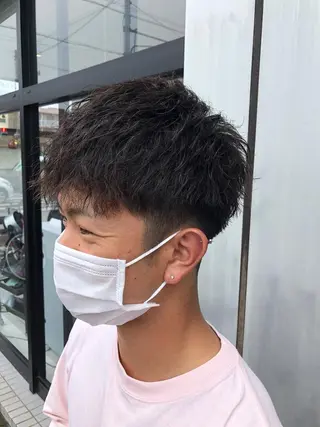 ショート パーマ ⚡️メンズ/波巻き/ 片岡篤宣/水戸⚡️のヘアスタイル