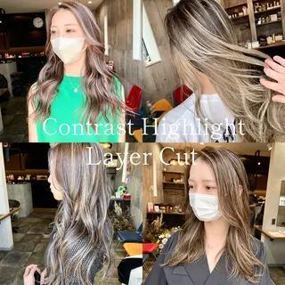 セミロング カラー レイヤーカット匠 イソザキノリユキのヘアスタイル