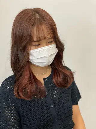 ミディアム sunc所属・梅田l大人韓国ヘア レイヤー×艶カラーのヘアスタイル