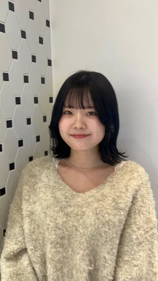 ミディアム カラー ヘアアレンジ コテ巻き風パーマ 銀座RINOSEのヘアスタイル