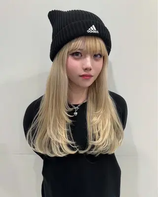 ロング カラー ヘアアレンジ 韓国レイヤーカット /韓国トレンドカラーのヘアスタイル