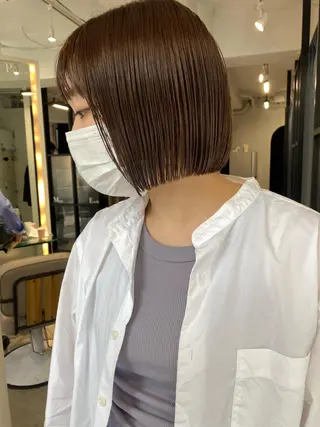 ショート カラー センターパート/ 暖色カラーayuのヘアスタイル