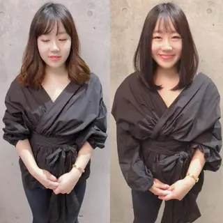 ミディアム カラー ヘアアレンジ キッズ ネイル マツエク・マツパ ACHFILO モデル募集のヘアスタイル