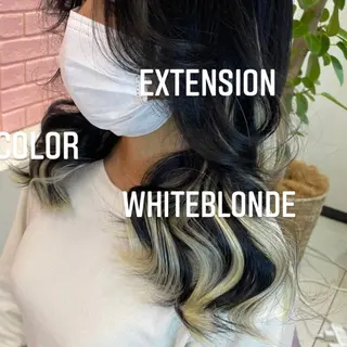 ミディアム カラー エクステ🩵ブリーチ 韓国ヘア🩵KAEのヘアスタイル