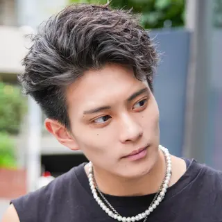 ショート カラー パーマ メンズ シースルーマッシュ/ メンズ/KYOHEIのヘアスタイル