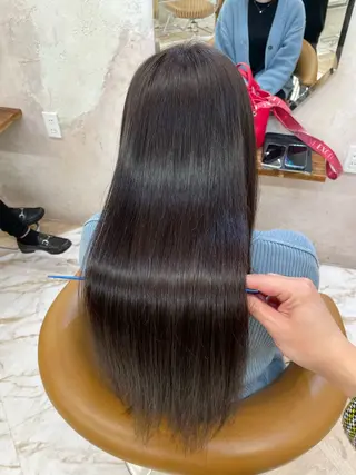 ロング 縮毛矯正/ブリーチ なしダブルカラー輝希のヘアスタイル