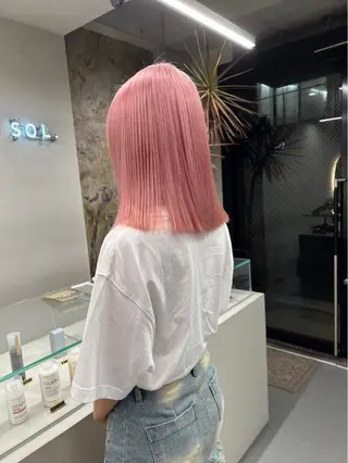 セミロング カラー ケアブリーチカラー 橋本一輝のヘアスタイル