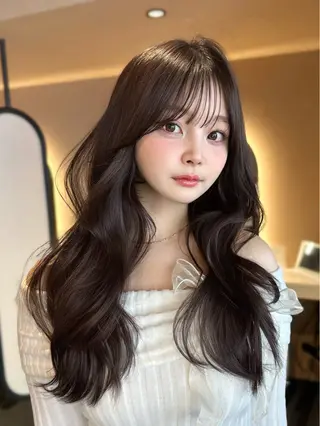 セミロング ヘアアレンジ 顔周りcut/ 艶ワンカラー♥ちさきのヘアスタイル