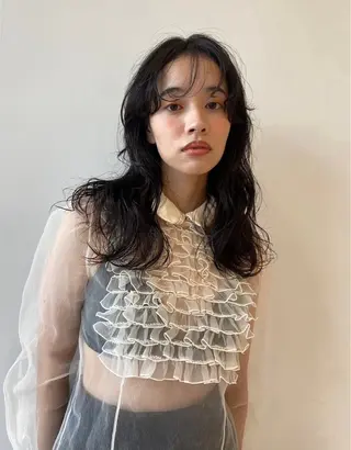 セミロング 艶カラー/フェイス レイヤー/たむのヘアスタイル