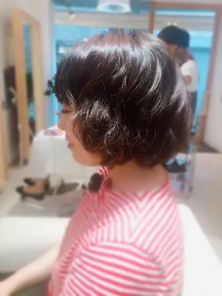 ミディアム パーマ 安永 涼のヘアスタイル