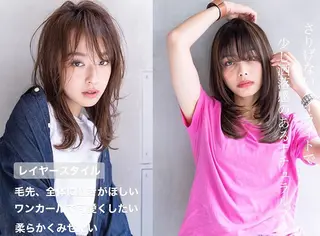 ミディアム カラー サイエンスアクア/艶 髪/レイヤー/清水のヘアスタイル