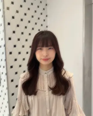 ロング カラー ヘアアレンジ 顔周り/透明感/銀座 🩵りのせのヘアスタイル