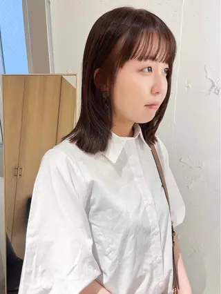 ミディアム カラー 似合わせぷつっとボブ 縮毛矯正 久保田彩菜のヘアスタイル