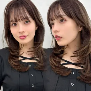 セミロング カラー 韓国ヘア🇰🇷透明 感カラー/yui💞のヘアスタイル