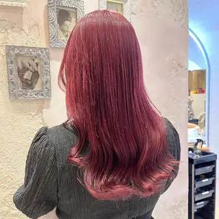 ロング 川井麻由🎀アイドル 量産🎀ピンクカラーのヘアスタイル