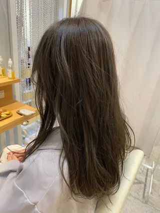 ロング カラー ブリーチなしWカラー /酸性ストレート河本のヘアスタイル