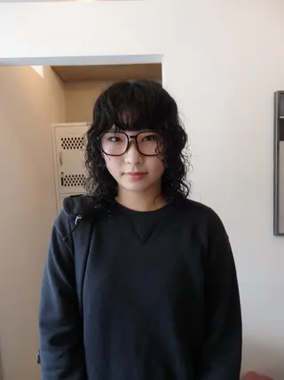 ミディアム パーマ 彩葉/ブリーチ/ カットモデル栄・伏見のヘアスタイル