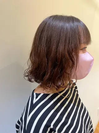 ミディアム パーマ 暖色カラー/似合わせ カット/名古屋/辻のヘアスタイル