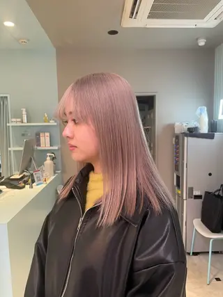 ミディアム ブリーチ✖️ 縮毛LANDのヘアスタイル