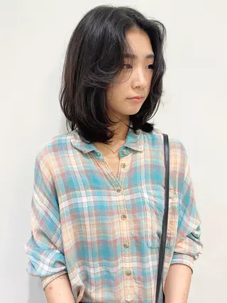 ミディアム 石山 /切りっぱなしボブのヘアスタイル