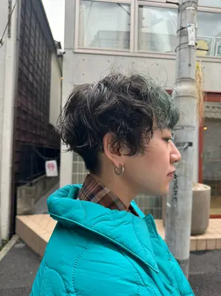 ショート パーマ ブリーチなし透明感 タケザワミキのヘアスタイル