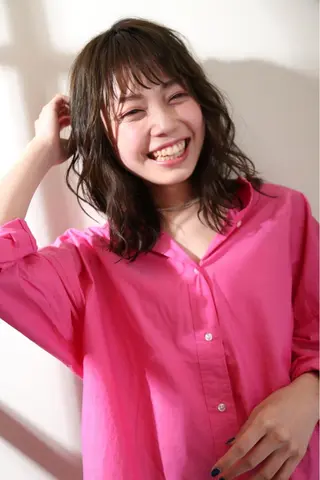 ミディアム カラー パーマ 高橋友里亜 /フリーランスのヘアスタイル