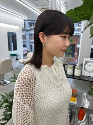 ミディアム カラー ボブ/レイヤー/ケア パーマ/リュウタのヘアスタイル