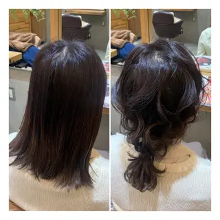 セミロング ヘアアレンジ ✂️RIKUKI🎨 【駒込美容師🎀】のヘアスタイル
