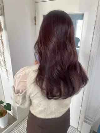 ロング カラー ブリーチなしで透け感 暖色カラーボブaoiのヘアスタイル