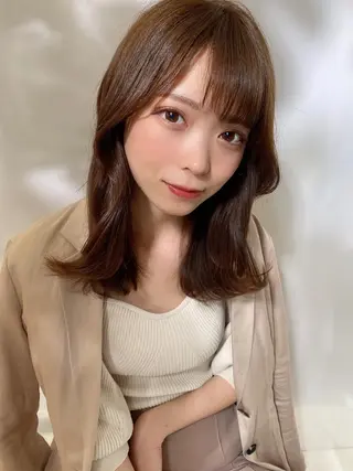 ミディアム カラー パーマ 新宿✨顔周りカット 韓国ヘア/坂本亜裟海のヘアスタイル