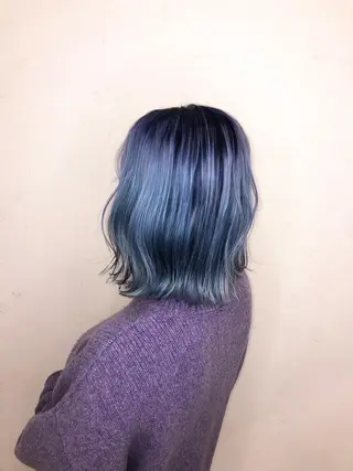 セミロング 太白区白髪ぼかし/ ボブカット/千葉達人のヘアスタイル