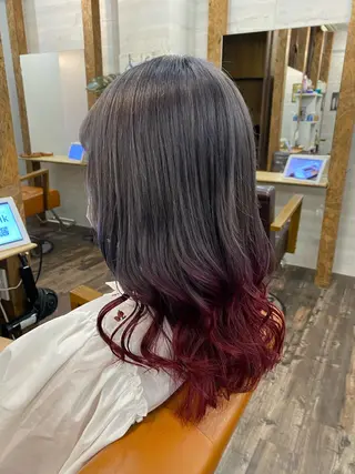 セミロング カラー ブリーチ毛対応酸性 ストレート🌈サキのヘアスタイル