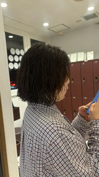 ミディアム パーマ 鼎一真ハイトーン/ パーマ/何でも屋さんのヘアスタイル