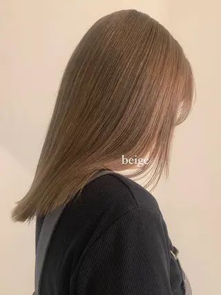 セミロング カラー 落合希 Olivebeigeのヘアスタイル
