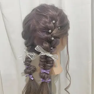 ロング ヘアアレンジ 🌟🍒ハイトーン 韓国ヘア/ユウミのヘアスタイル